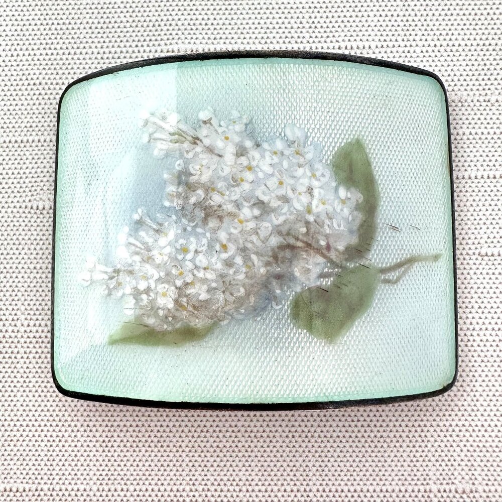 Antique 935 Silver Enamel Sash Buckle